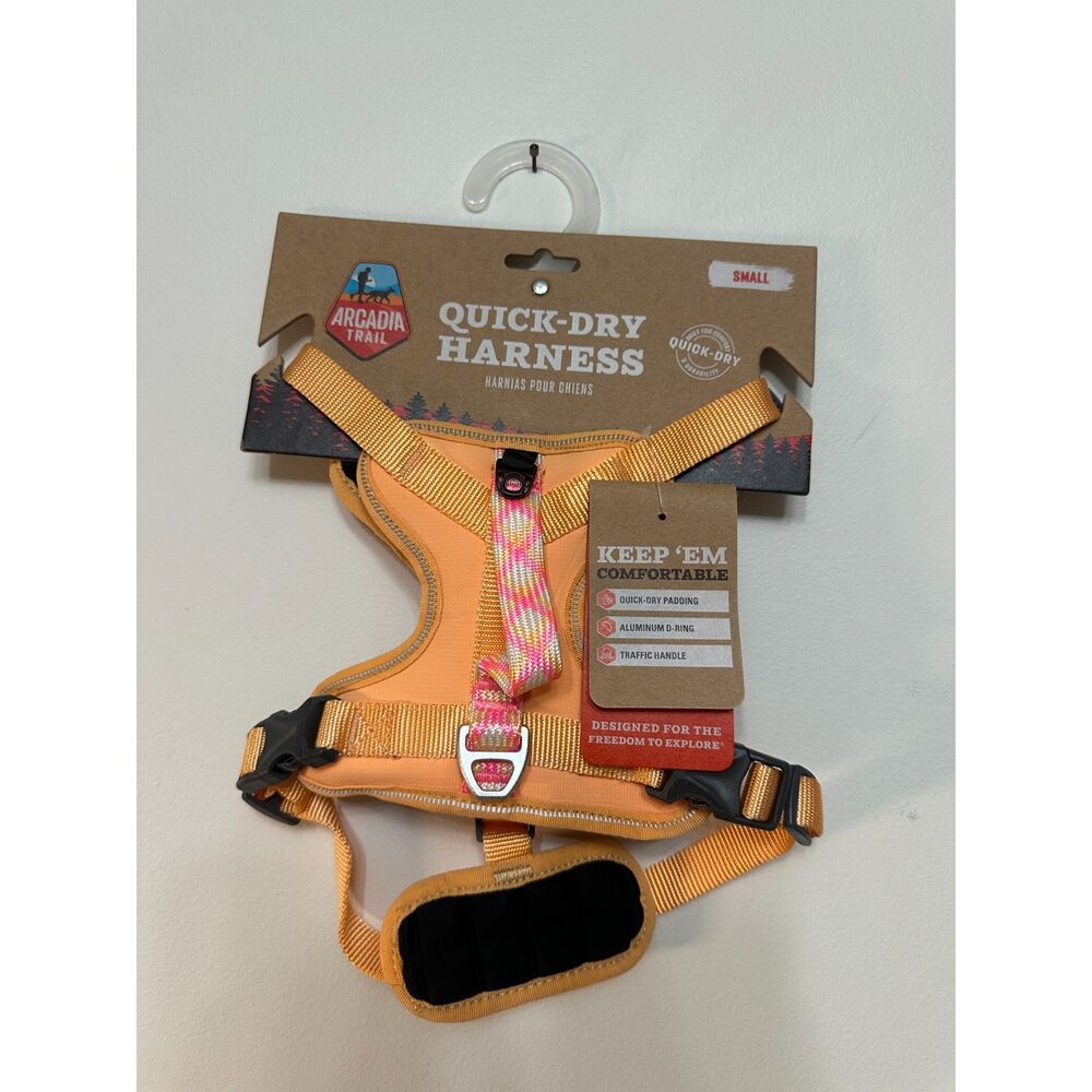 Arcadia Trail Quick-Dry Dog Harness Small Orange Pink Reflective Adjustable